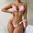 thumbnail image 2 of Saving UTSJKR Bathing Suit for Women 2 Piece Bikini,Chain Triangle Bikini Sets,High Cut Cheeky Sexy Two Piece Beach Swimsuit Pink 8-12, 2 of 3