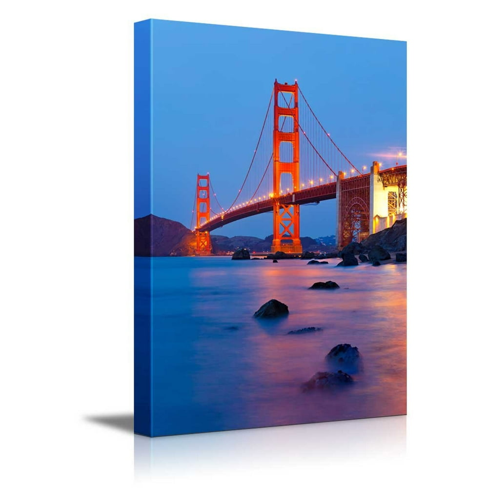wall26 Canvas Prints Wall Art Golden Gate Bridge After Sunset, San