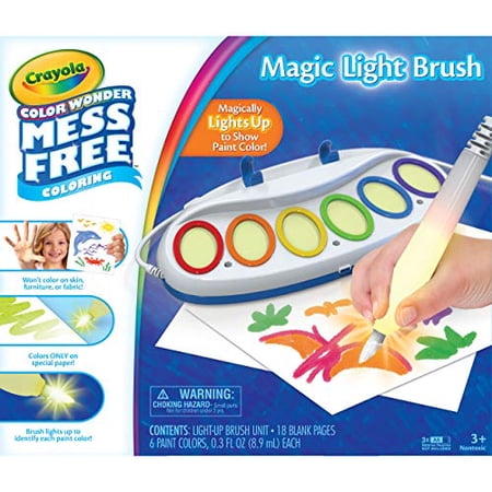 crayola color wonder magic light brush art set, mess free washable paint, gift for kids