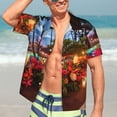 thumbnail image 7 of Susaid Tropical Beach Candlelight Print Short Sleeve Shirts Button Down Casual Shirts Summer Beach Aloha Button Down Short Sleeve for Men ,Small, 7 of 7