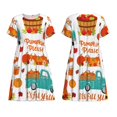 thumbnail image 3 of Bixox Robe d'Été à Manches Courtes pour Femmes Robe Ample Longueur Genou avec Poches-Citrouilles d'Automne, 3 of 7