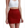 thumbnail image 2 of Luxtrada Women's Faux Suede High Waist A-line Split Mini Skirt (Red,L), 2 of 9
