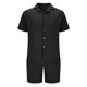 thumbnail image 4 of Mens Botón Abajo Camisa de Manga Corta Arrugas Libres Casual Deportes Cardigan Set, Color Sólido Cuello de Verano Camisa Y Pantalones Cortos, 4 of 6
