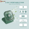 thumbnail image 6 of Spencer 5 in 1 Portable Mini Handheld Fan, Small Folding Personal Fan with 3 Speeds USB Rechargeable Necklace Fan Hands Free for Outdoor Travel (Green), 6 of 9