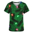 thumbnail image 5 of Feancey Christmas Scrub Tops Women Holiday Novelty Print Working T-Shirt Stretchy Short Sleeve V Neck Nursing Shirt Loose Fit Casual Medical Scrubs Green XXL, 5 of 5
