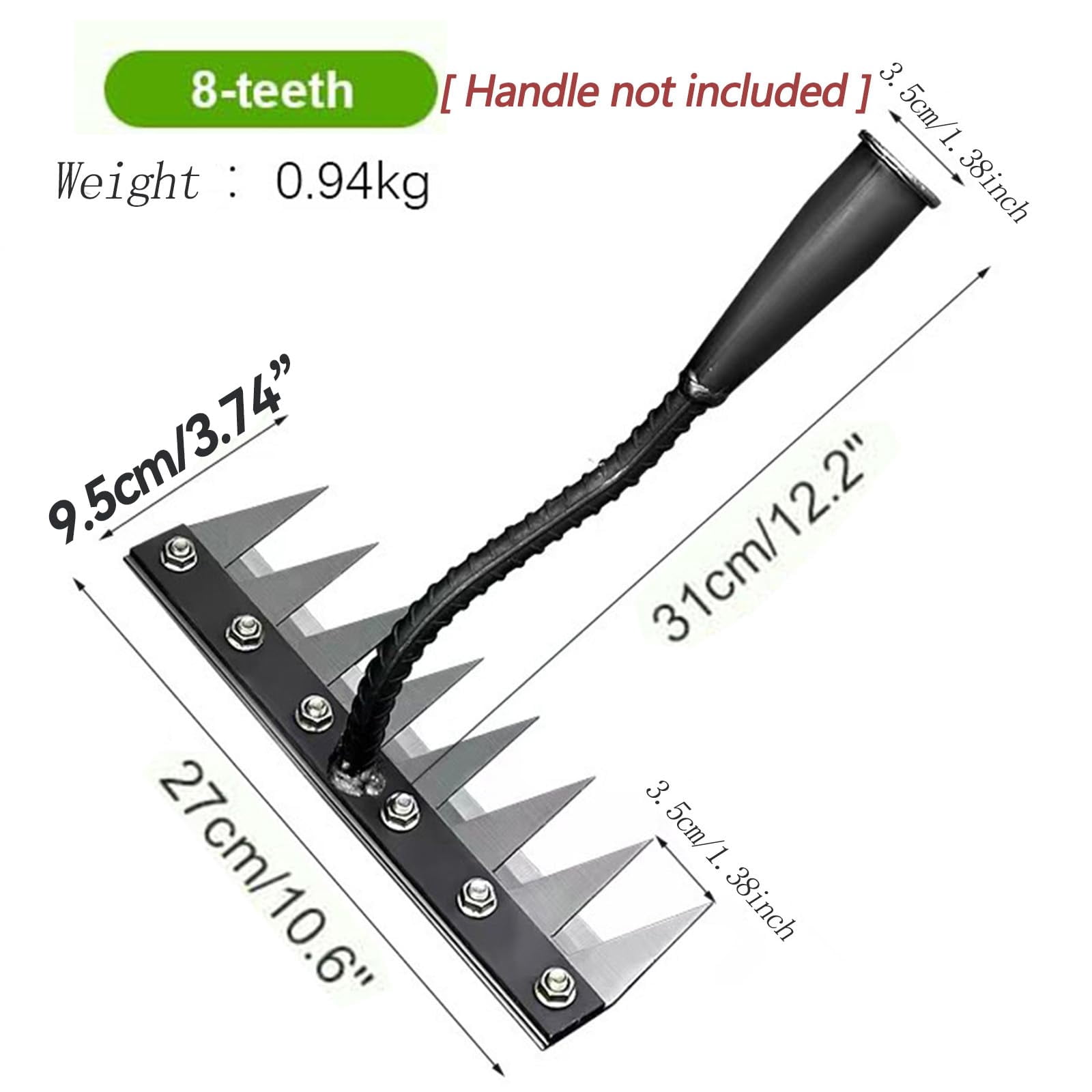 Carbon Steel Garden Hand Rake, Heavy-Duty Garden Hand Weed Puller with Carbon Steel Teeth, for Gardening, Yard Lawn, Flower Beds, Soil Cultivation