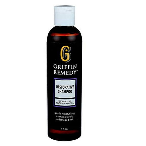 Griffin Remedy Restorative Shampoo for Dry or Damaged Hair with Shea Butter and Macadamia Nut Oil, All Natural, Sulfate Free, Paraben Free, 8 fl oz