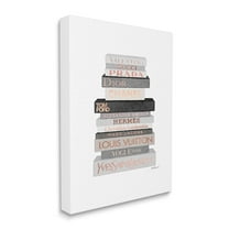 The Stupell Home Decor Neutral Grey and Rose Gold Fashion Bookstack Canvas Wall Art