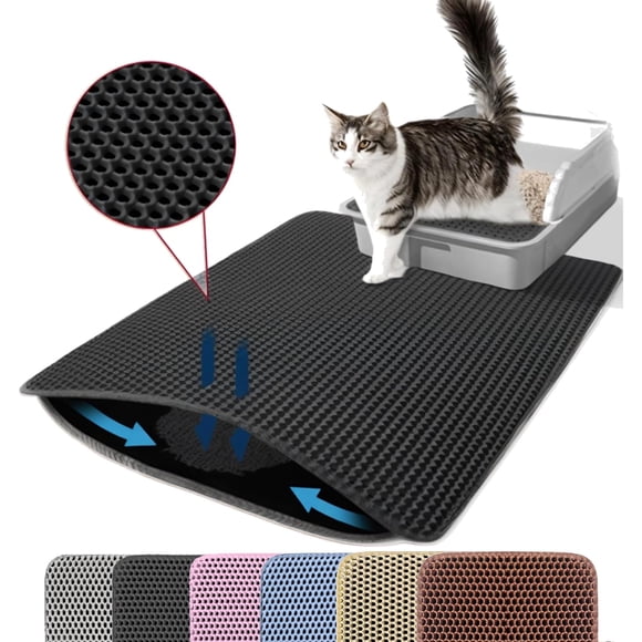 Alfombrilla de arena para gatos Petinstinct, extra grande, 76 x 56 cm, color negro