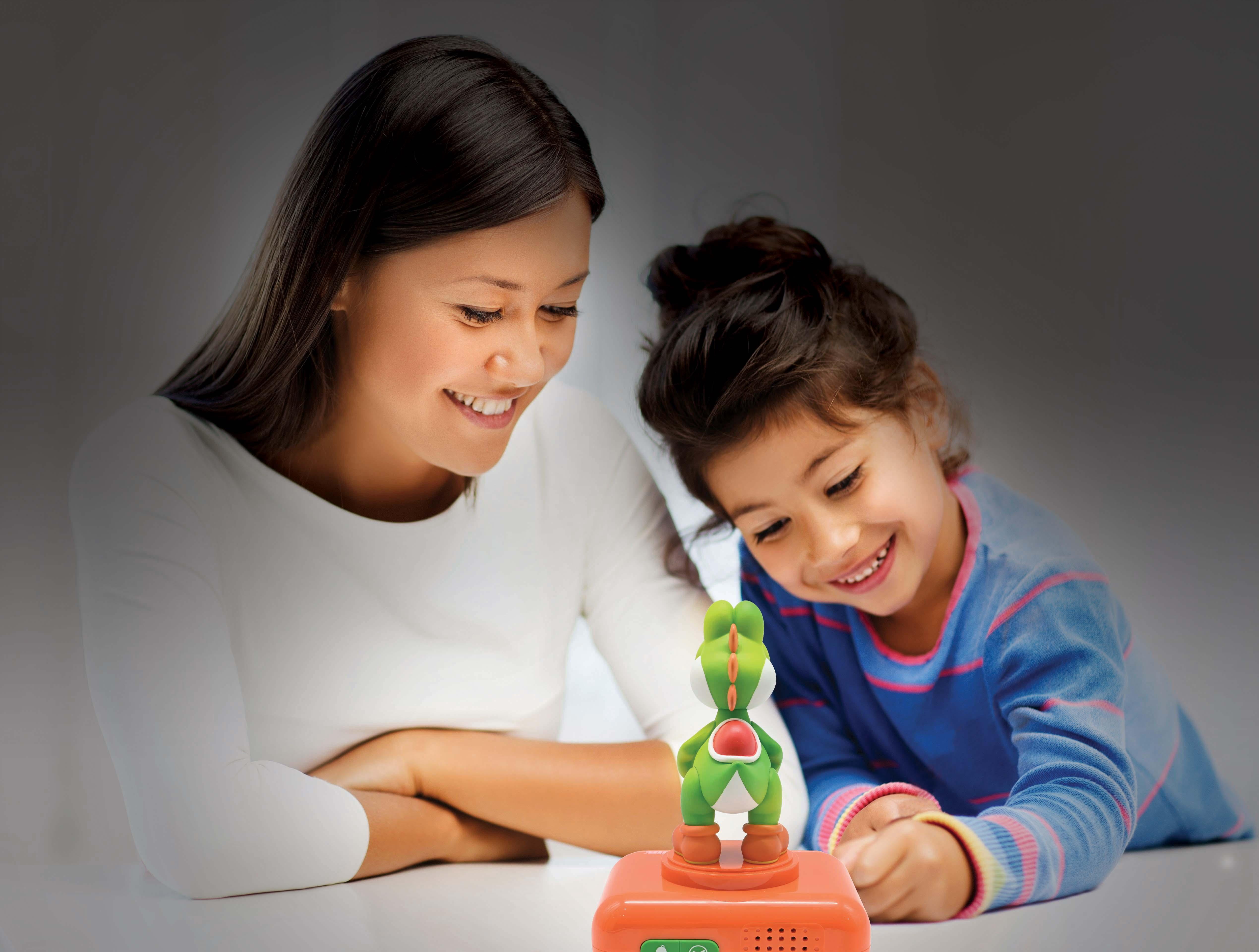 Lexibook, Super Mario, Yoshi Nightlight Alarm Clock, Sounds and Melodies, LCD Backlit Screen, Luminous, Snooze, Red/Green