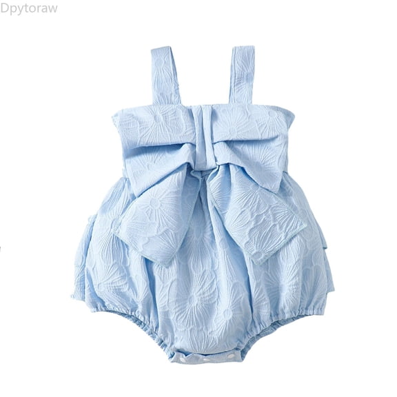 Dpytoraw Infant Girls Sleeveless Bowknot Romper Newborn Embroider Bodysuits Breathable Girls Bodysuits Summer Size 6-12 Months