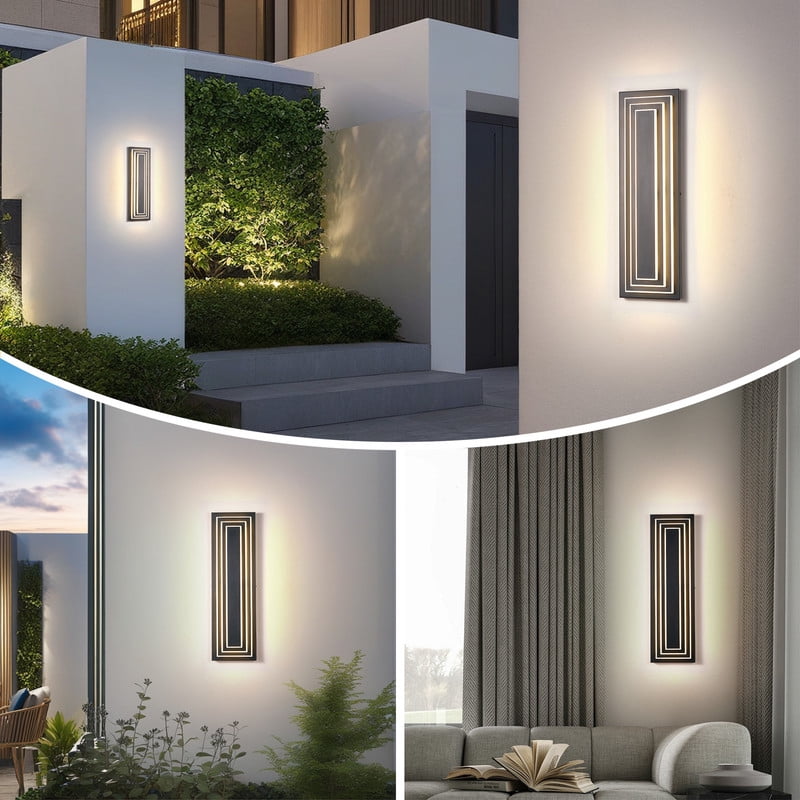 TICOZE 23.6 inch Modern Long Outdoor Wall Lights Exterior Lights for House,LED Outdoor Wall Large Front Porch Light Fixture For Garage, garden, entrance gate (2 Pack)