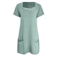thumbnail image 5 of HXWCHs Robe Maxi Robe d'Été Décontractée pour Femmes Tenue Col Rond Couleur Unie Confortable Respirante Élégante avec Leggings Vert Clair P, 5 of 5