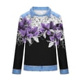 thumbnail image 6 of QATAINLAV Womens Denim Patchwork Shirt Waffle Knit Lapel Collar Pullover Tops Casual Loose Long Sleeve Sweatshirts Streetwear Purple XXL, 6 of 6