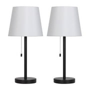 Haitral Black Modern Bedside Desk Lamps, Metal Set of 2 UL Listed