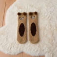 thumbnail image 5 of Womens Plush Cabin Socks with 3D Bear Design Non Slip Grips for Indoor Lounging and Comfort, 5 of 7