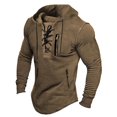 thumbnail image 2 of Kureaily Mens Spring And Autumn Casual Solid Lace Up Hooded Long Sleeve Sweater Men's Pullover Hoodies, 2 of 3