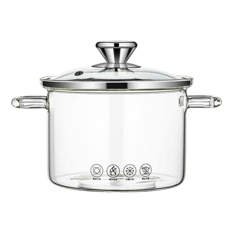 Heat Resistant Borosilicate Glass Saucepan with Cover Glass Cookware Simmer Pot Stew Cooker Clear Glass Pot for Tea Pasta Household Supplies 1.3L