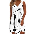 thumbnail image 2 of Aimik Women's Spaghetti Strap Dress Summer V Neck Non Positioning Print Loose Swing Mini Dress Lightweight Elastic Slip Dress, 2 of 5