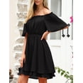 thumbnail image 3 of Off Shoulder Dress, Prom Dress Elastic Waist Summer Flowy Casual Tunic, 3 of 9