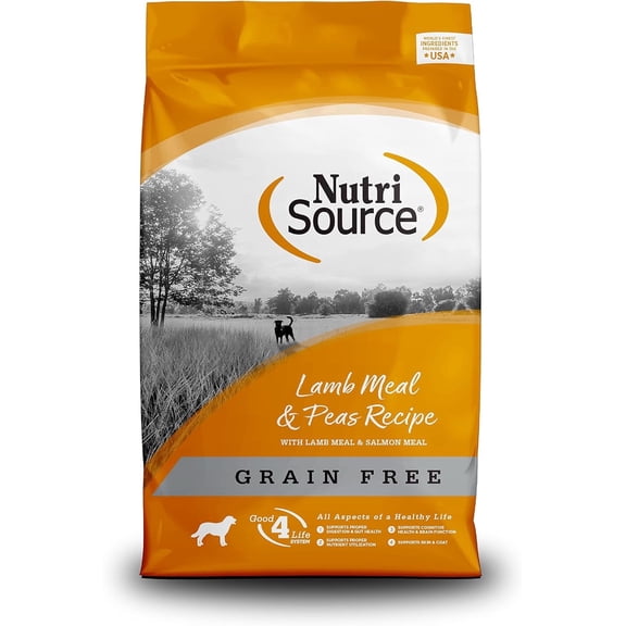 NutriSource Grain Free Dry Dog Food, Lamb Meal and Peas, 26LB