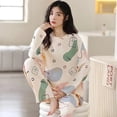 thumbnail image 2 of Pijamas de manga larga para mujer, conjunto de ropa de casa informal de gran tamaño, sección delgada, otoño e invierno, primavera y otoño, nuevo, 2 of 3