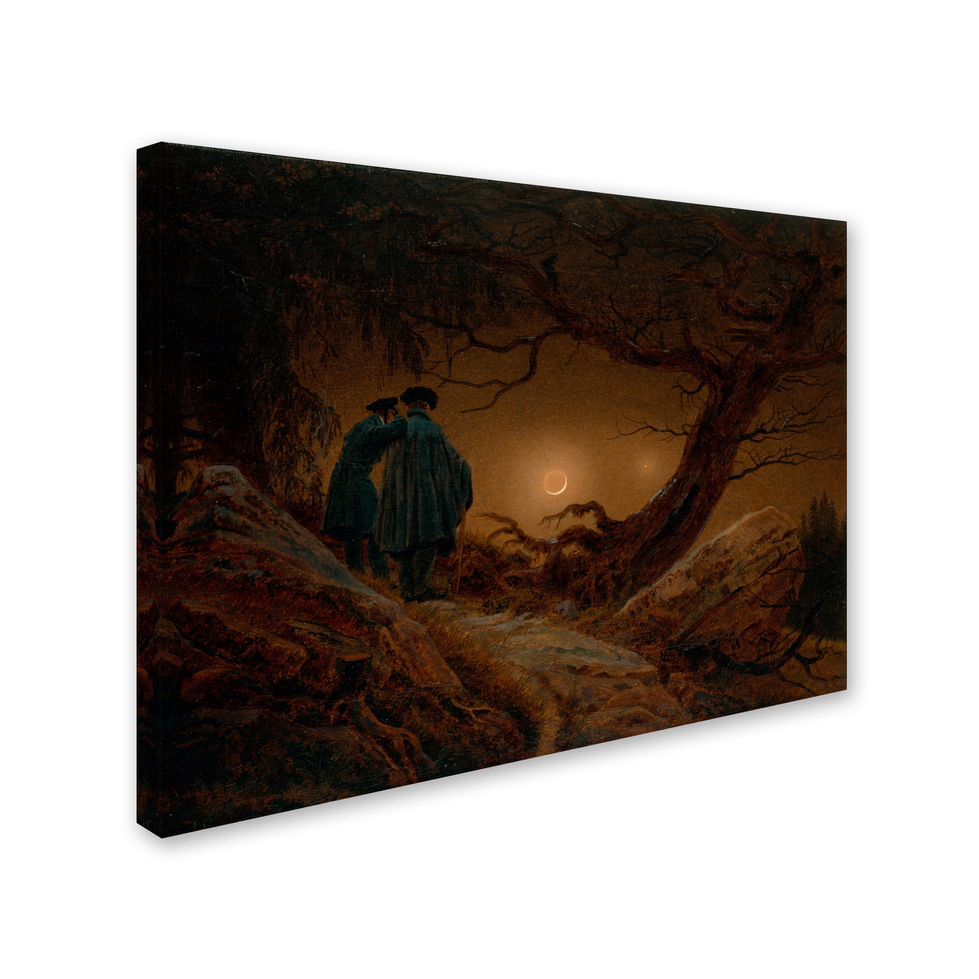 Trademark Fine Art 'Two Men Contemplating The Moon' Canvas Art by Caspar David Friedrich