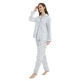 thumbnail image 4 of GLOBAL 100% Cotton Comfy Flannel Pajamas for Women 2-Piece Warm and Cozy Pj Set of Loungewear Button Front Top Pants, Size S-XXL, 4 of 5