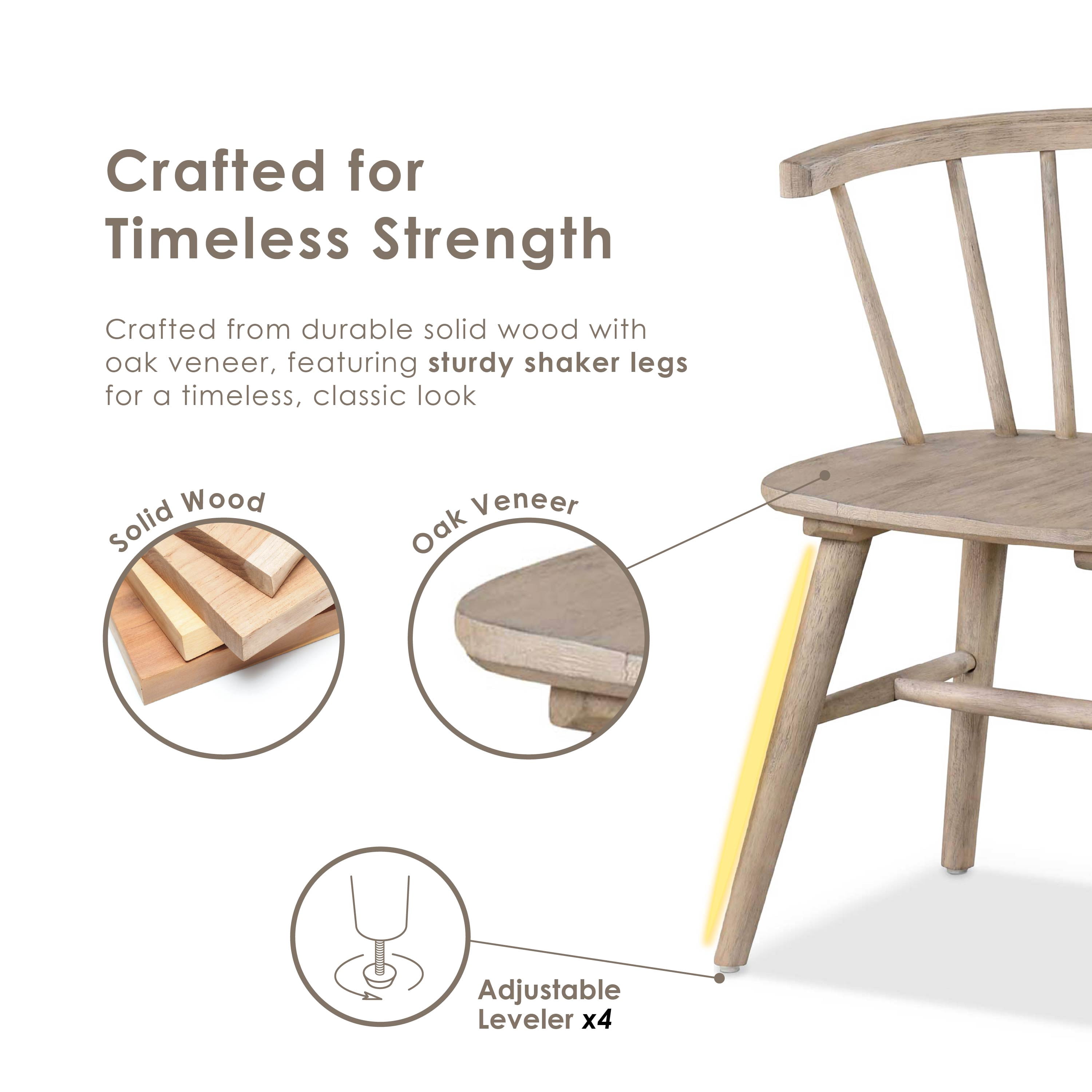 Furniture of America Rusenta Spindle Back Solid Wood Side Chairs, Set of 2, Natural Oak
