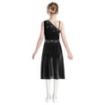thumbnail image 2 of inhzoy Girls Lyrical Ballet Dance Dress Ruffled Hem for Daily Practice Competition Warm-ups Skating Competition Black 10, 2 of 7