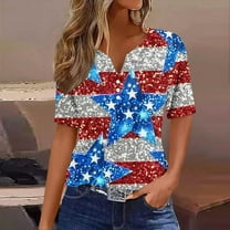 UVEASISHA Sequin Henley Shirts for Women Short Sleeve Party Clubwear Tops Loose Casual Parade Outfits Multicolor XXXL