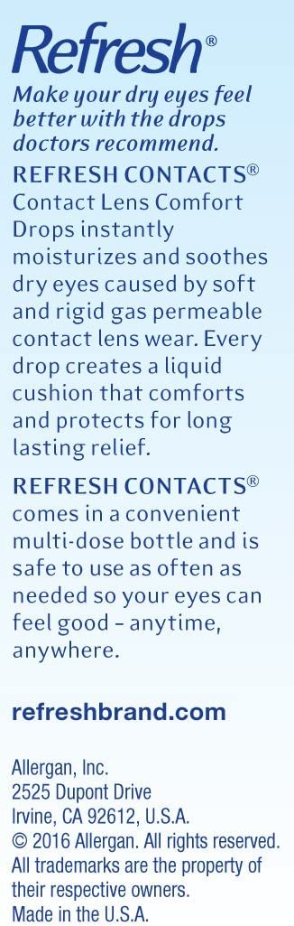 Allergan Refresh Soft Contacts, Contact Lens Comfort Drops - 0.4 Fl Oz (12 Ml) (Pack of 5)