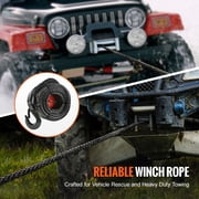 CRAFTOPIA Synthetic Winch Rope 3/8 x 100ft, 26500 Lbs Winch Cable Line with Protective Sleeve, Forged Hook & Pull Strap for SUV, Truck & Off-Road Vehicles