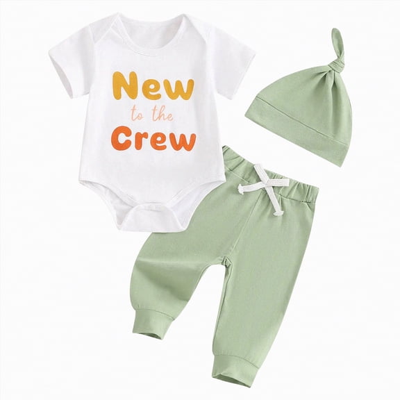 mgoYE Newborn Baby Boy Clothes Outfits Short Sleeve Romper Bodysuit Pants and Hat Coming Home Outfit|White newborn