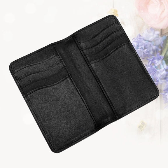 WHAMVOX Simple Leather Wallet Durable Holder Passport Bag Multi-pocket Purse for Men Women (Black 10 Packages)