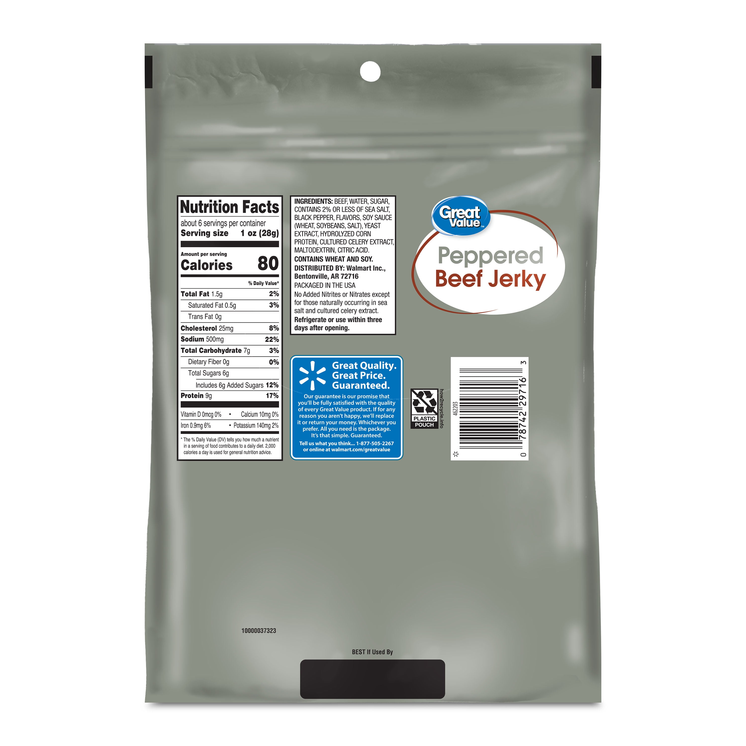 Great Value Peppered Beef Jerky, 5.85 oz