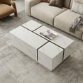 thumbnail image 2 of Harper & Bright Designs Rectangle Coffee Table with Drawers, Wood Center Table with Storage, Modern Coffee Table with Sliding Top, White, 2 of 13