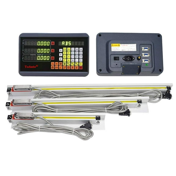 ToAuto 3 Axis Digital Readout DRO Display, 5um Precision, TTL Linear Glass Scale, 6", 12", 22"