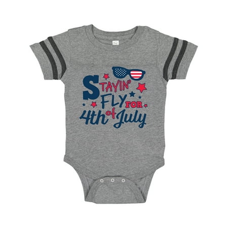 

Inktastic Stayin Fly for 4th of July with Sunglasses and Stars Gift Baby Boy or Baby Girl Bodysuit