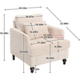thumbnail image 3 of Chenille Single Sofa Chairs Set of 2, Upholstered Accent Chair with Soft Pillow, Mid Century Modern Reading Armchair with Gourd-Shaped Wood Legs for Living Room, Bedroom, Apartment, Beige, 3 of 13