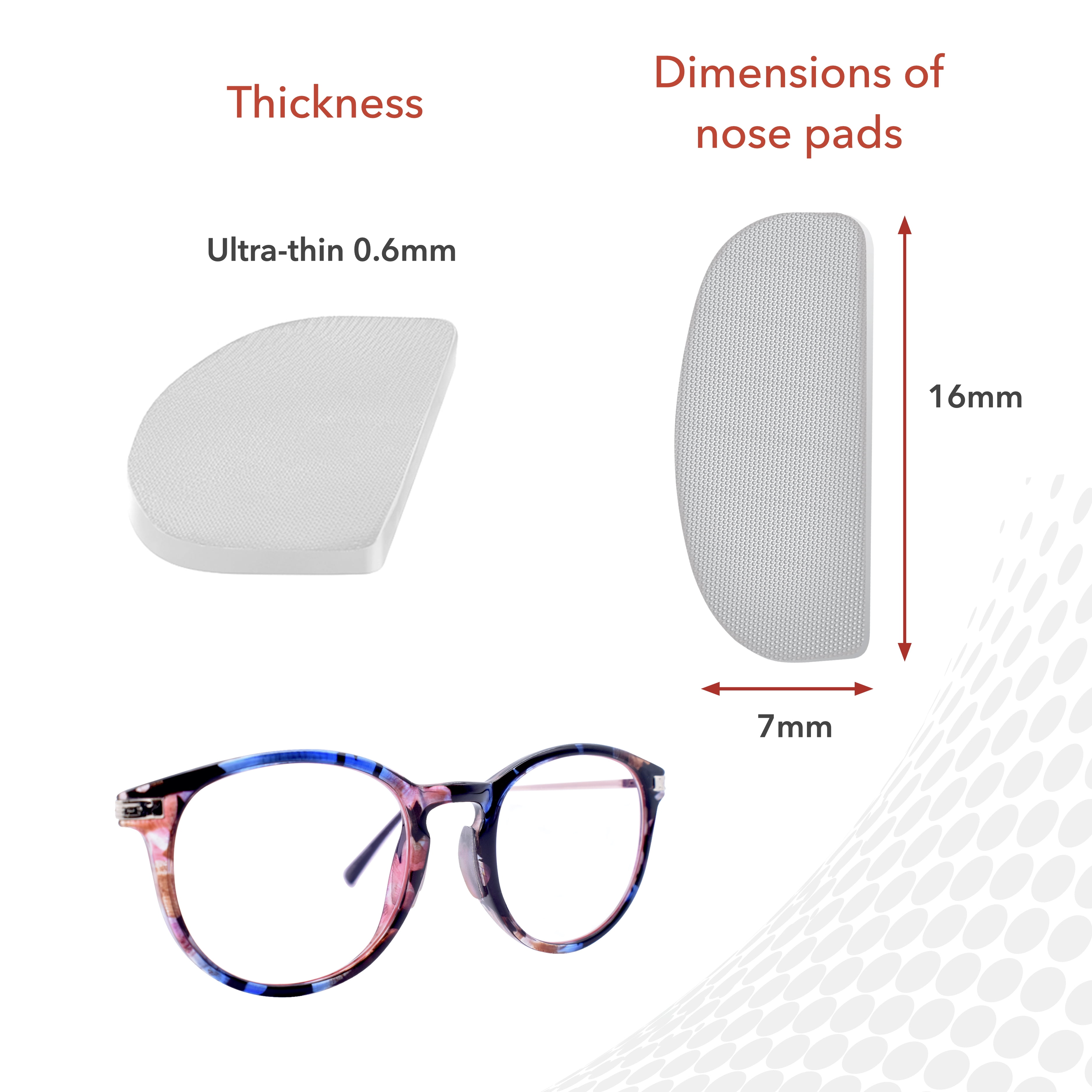 Setex Gecko Grip Ultra-Thin 0.6mm Anti Slip Eyeglass Nose Pads, (3 Clear Pair), 2500 Innovative Microstructured Fibers per Nose Pad, 0.6mm x 7mm x 16mm
