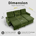 thumbnail image 2 of Convertible Sectional Sofa Bed, 82in Sleeper Sofa Bed with Storage Chaise for Living Room, Pull Out Couch L Shaped Couch with USB Charging Port, Cup Holder, Removable Backrest, Teddy Fabric, Green, 2 of 9