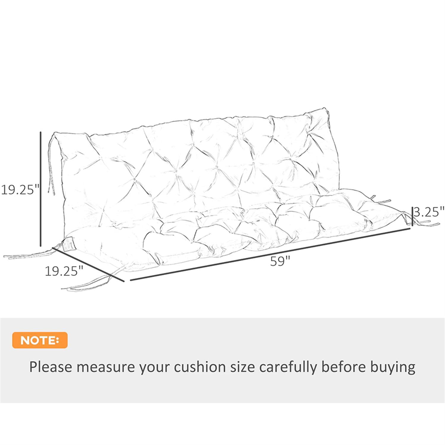Demi Bonn 59" x 38" Tufted Bench Cushion for Outdoor Furniture, 3-Seater Outdoor Seating Cushions for Swing Chair, Patio Sofa/Couch, Gray