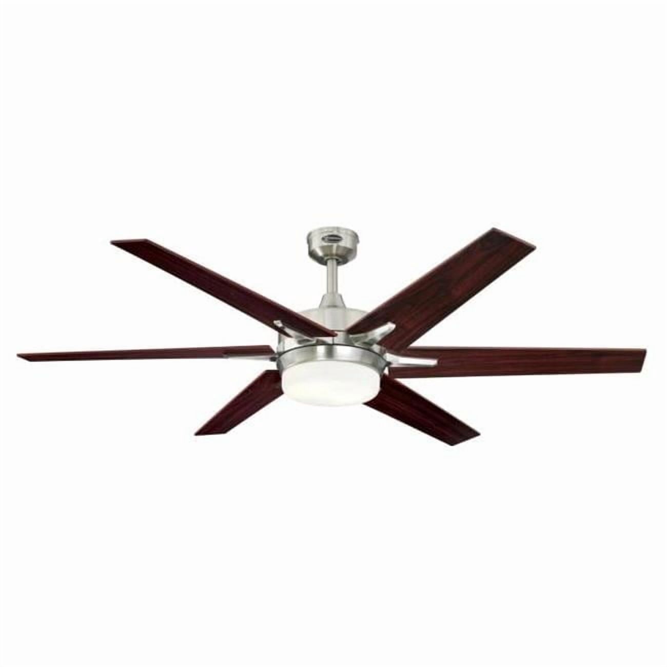 Westinghouse Cayuga 60 in. Brushed Nickel Finish Reversible Blades (Rosewood/Light Maple) Frosted Opal Glass Smart WiFi Technology