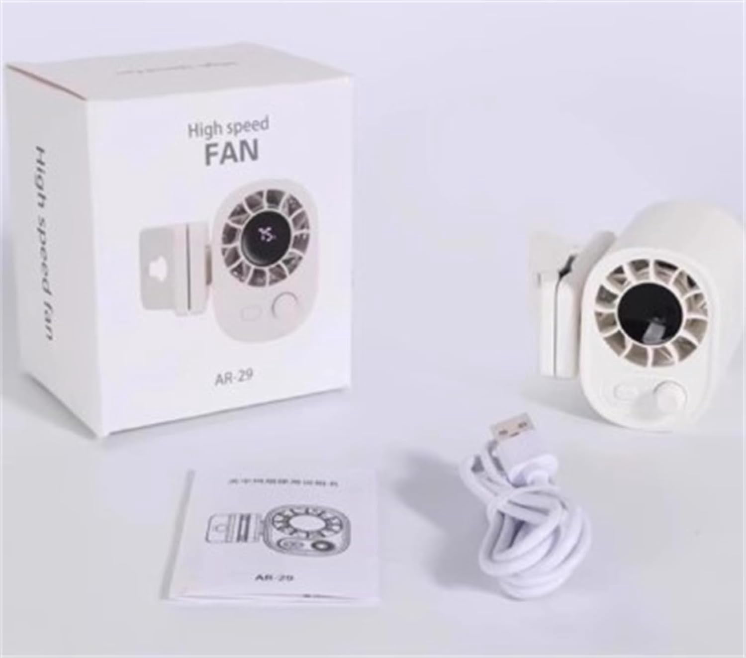 Car Clip On Fan with LED Display - 360° Rotation, 100 Speeds Adjustable, Portable Mini Personal Fan, USB Rechargeable, Compact Fans for Travel, Work, Camping
