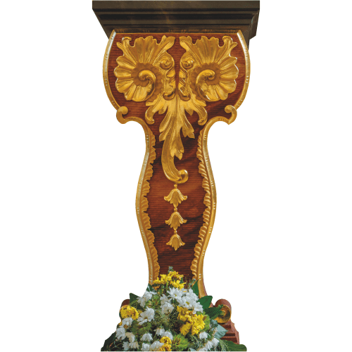 SS11287 Gold Wood Flower Church Lectern Podium Speaker Soap Box Stand In Cardboard Cutout Standee Standup