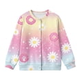 thumbnail image 4 of COEQINE Back to School Cardigan for Girls, Fun Print Lightweight Long Sleeve Sweater Alternative, Button Front Layer for Classroom & Playground, for 11-12 Years, Donut Daisy Pink, 4 of 7