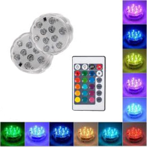 Piscina Led Luz Subacuática Batería Multicolor Rgb 10 Luz Led Con Control Remoto Para Jarrón Base Acuario Estanque Methold HA046505-01
