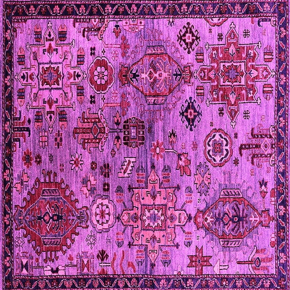 Ahgly Company Indoor Square Oriental Pink Industrial Area Rugs, 4' Square