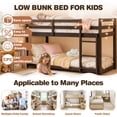 thumbnail image 4 of UHOMEPRO Twin Over Twin Bunk Bed for Kids, Solid Wood Low Floor Bunk Bed with Safety Rail and Ladder, Heavy Duty Kids Bunk Bed, Space-Saving Bed Frame for Bedroom, Espresso, 4 of 13